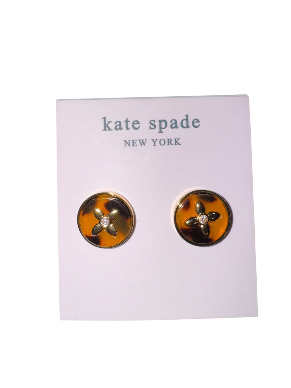 kate spade Tortoiseshell Amber and Gold Floral Stud Earrings